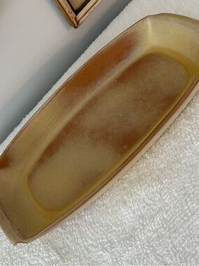 VTG Frankoma Pottery Plainsman Gold 5Q Rectangular Serving Dish Platter MCM